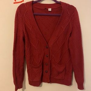 Burnt orange/red fisherman cardigan